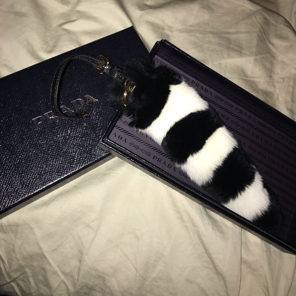 Prada fur bag charm